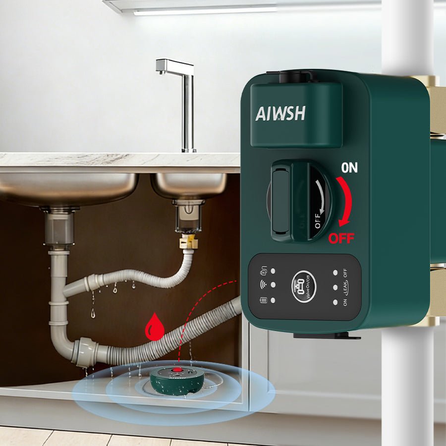 AIWSH AWS - Q20 Pro Smart Water Leak Detector & Automatic Shut - Off Valve with Real - Time Monitoring for Whole - Home Protection Smart Home - AIWSH