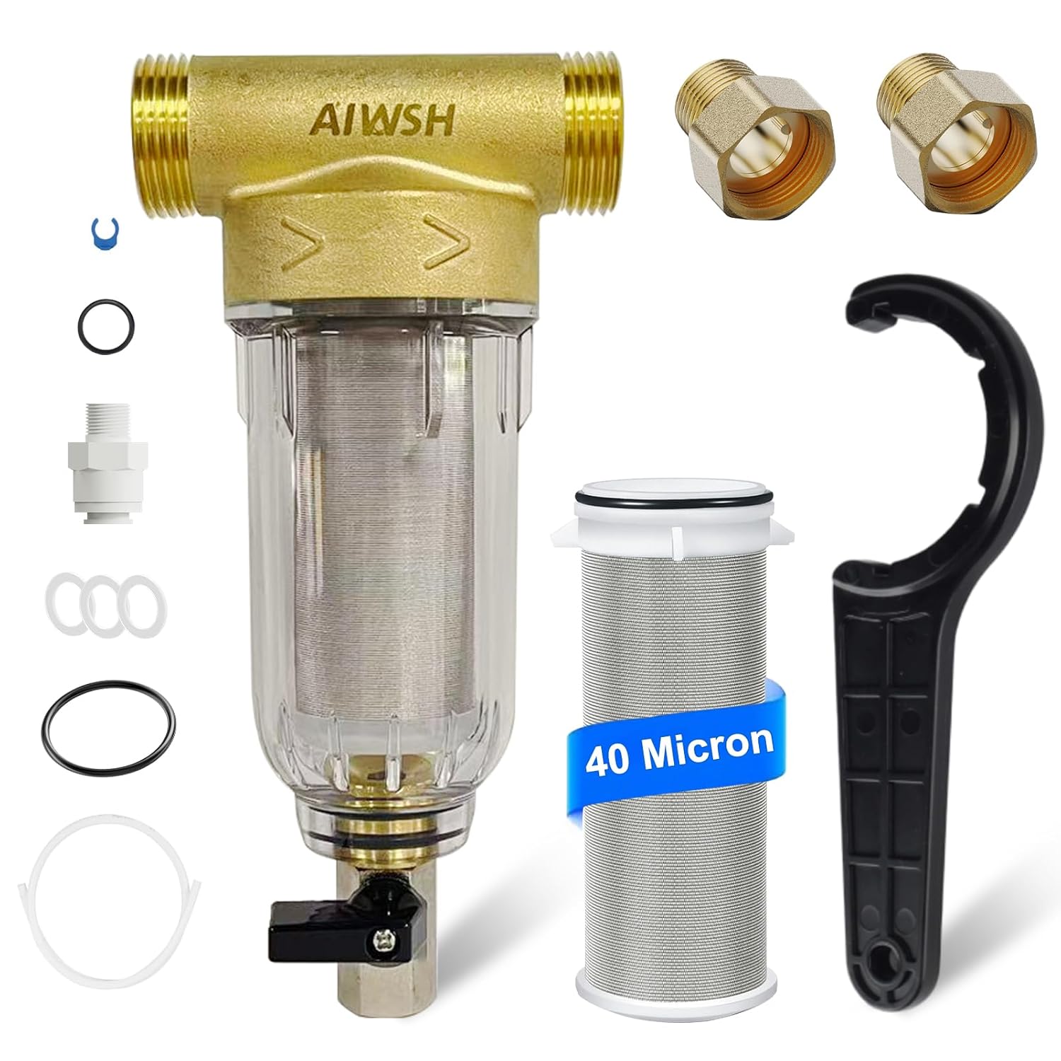 AIWSH AWS - QZ10 40 - Micron Spin - Down Whole House Sediment Filter | Reusable Cartridge | Anti - Burst & Freeze - Resistant Design Filter - AIWSH