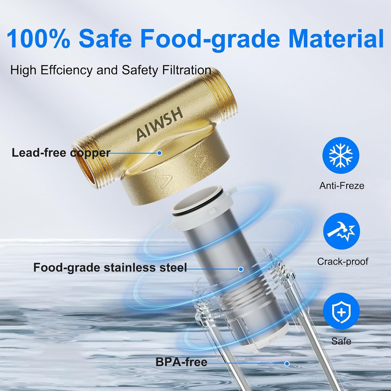 AIWSH AWS - QZ10 40 - Micron Spin - Down Whole - House Sediment Filter with Reusable Cartridge & Anti - Burst, Freeze - Resistant Design Filter - AIWSH