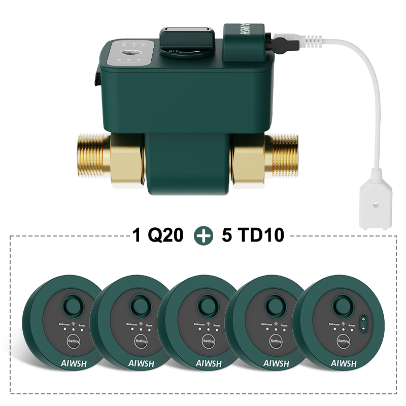 AIWSH AWS-Q20 Pro Smart Water Leak Detector & Automatic Shut-Off Valve with Real-Time Monitoring for Whole-Home Protection
